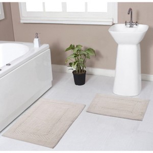 Set of 2 Classy Bathmat Collection Ivory Cotton Tufted Bath Rug - Home Weavers - 1 of 4