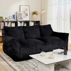 Hooseng 65" Faux Fur Loveseat Sofa, Oversized Lounge Couch for Adults, Fluffy Lazy Sofa with Memory Foam Filler, Big Comfy for Living Room, Bedroom - 1 of 4