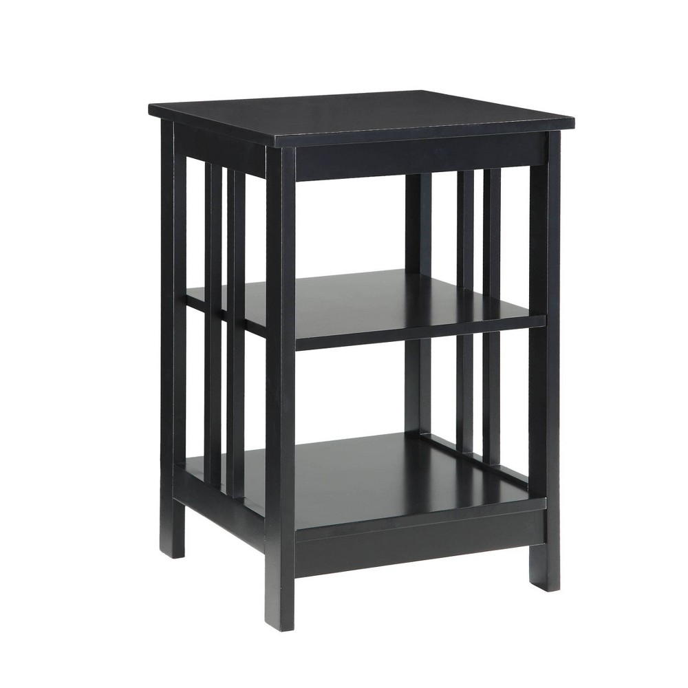 Mission End Table Black - Breighton Home: Sturdy Square Accent Table with Shelves