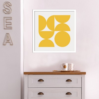 21" x 21" Yellow Geometric Abstract Wood Framed Wall Art