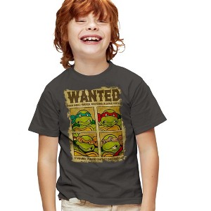Teenage Mutant Ninja Turtles Most Wanted Kids T Shirt For Youth, Charcoal - 1 of 4