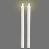 LumiPur 2pk 1"x9" Signature Collection Flickering Flameless LED Wax Taper Candle Linen White - 4 of 4