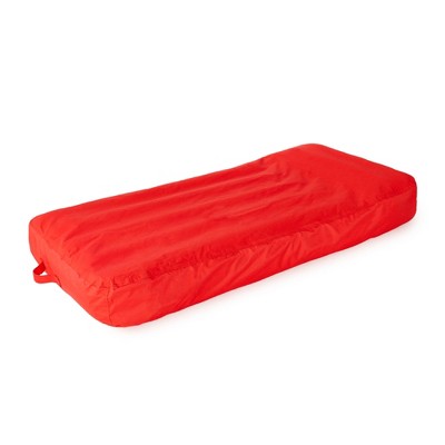 Solstice Sunsoft Fabric Covered Giant Oversized Inflatable Water Mattress Island, Pool Lake Lounge Float w/Adjustable Air Chambers, Red