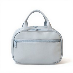 Anna-Kaci Travel Makeup and Toiletry Bag with Dual Compartments and Carry Handle - Light Blue - 1 of 4