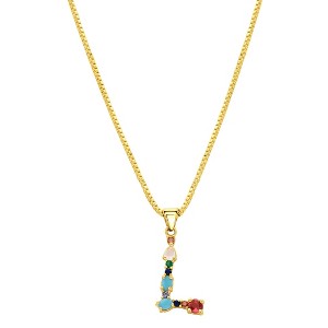 Adornia 14k Gold Plated Multi Color Stone Initial Necklace - 1 of 4