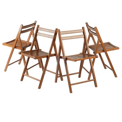 Teak Mid-Century Modern Armless Folding Side Chairs Set