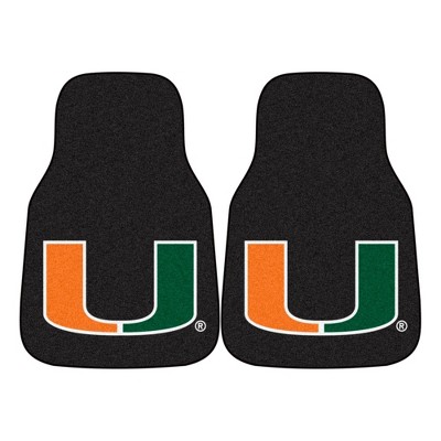 NCAA University of Miami Hurricanes Carpet Car Mat Set - 2pc