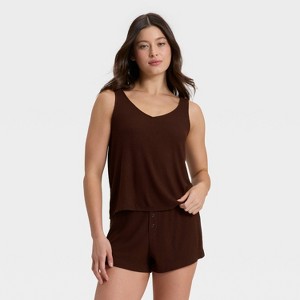 Women's Cozy Ribbed Pajama Tank Top - Auden™ - 1 of 4
