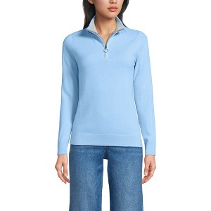 Lands' End Women's Cashmere Quarter Zip Sweater - 1 of 3