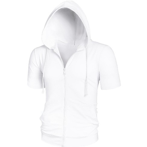 Ladies short discount sleeve zip hoodie