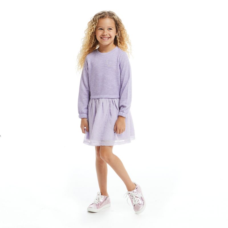 Andy & Evan  Toddler Girls Purple Heart Two-Fer Dress, 2 of 6