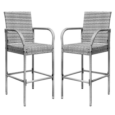 Devoko 2pc Wicker Outdoor Bar Stools Gray : Target