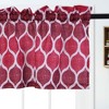 TROPOW 27"W x 51"L Red/Burgundy Kitchen Tier Curtains ¨C Geometric Print Window Valance for Cafe/Bathroom (Pack of 1) - 3 of 4