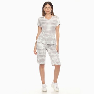 Women's Soft Capri Pajama Lounge Set - White Mark - 1 of 4