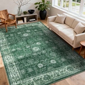 Area Rugs Washable Non-Slip Low Pile Ultra Soft Indoor Under Table Area Rug Carpet for Bedroom Living Room - 1 of 4