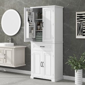 NicBex Tall Bathroom Storage Cabinet with Adjustable Shelves,2 Door Cabinet&1 Drawer,Freestanding Cabinet with Anti-Tipping Device for Bathroom - 1 of 4