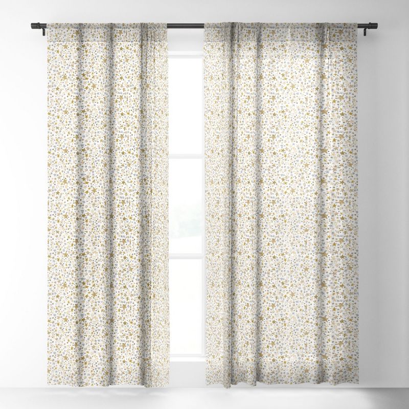 Ninola Design Winter stars holiday gold Single Panel Sheer Window Curtain - Deny Designs, 2 of 7