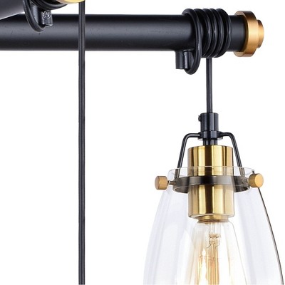 Kassidy Industrial 5-Light Chandelier in Black and Natural Brass
