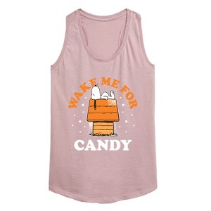 Women's - Peanuts - Wake Me For Candy Graphic Racerback Tank - 1 of 4