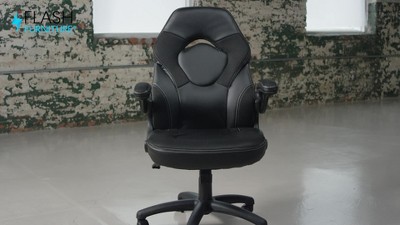 Gray and Black Ergonomic High-Back Gaming Chair with Flip-Up Arms
