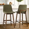 South Bar Stool Set Of 2 and 4, Fabric Upholstered Barstools with Solid Wood Legs and Footrest for Dining Room, Kitchen Island - Maison Boucle - 4 of 4