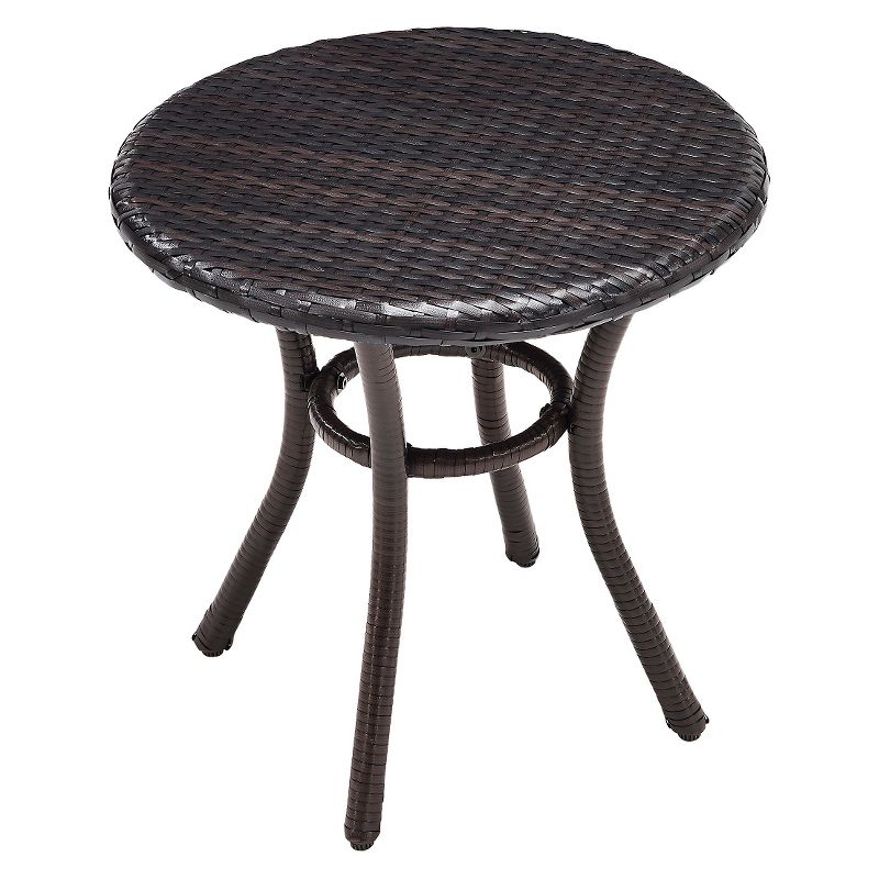 Crosley Palm Harbor Outdoor Wicker Round Side Table in Brown, 3 of 5