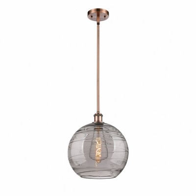 Athens Deco Swirl - 1 Light Stem Hung Mini Pendant In Industrial Style-15 Inches Tall and 12 Inches Wide