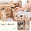 Solid Wood Jewelry Box with Mirror, Rustic Style Organizer with Display Storage for Earrings, Necklaces & Bracelets - 4 of 4