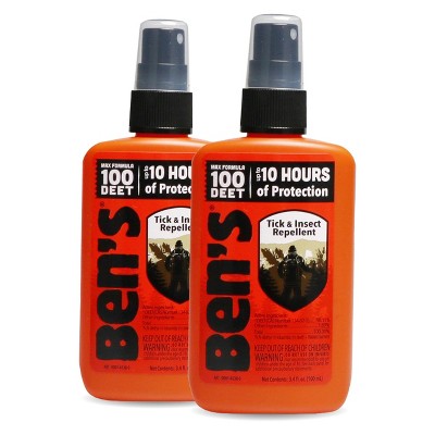 Ben's Tick & Insect Repellent - Travel Size Bug Spray with 100% DEET for Mosquitoes, Ticks & More - 3.4 oz, 2 Pack