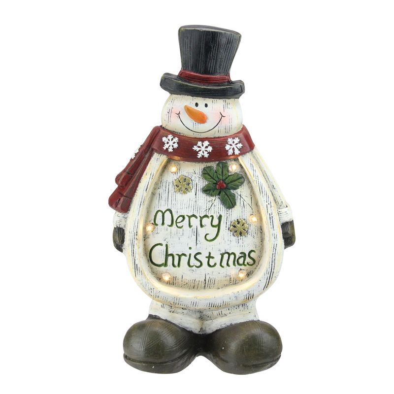 Northlight 14.5" LED Lighted Weathered Snowman Table Top Christmas Decoration, 1 of 5