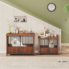 Lyngins Classic Walnut Groove Dog Crate Furniture, Decorative Pet House & Indoor Side End Table, Multi-Door Dog Kennel, Extra Top Storage - 2 of 4