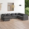 vidaXL 7 Piece Patio Lounge Set - Poly Rattan Outdoors Furniture with Removable Cushions in Gray, Weather Resistant and Modular Design, Easy Assembly - 2 of 4
