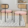 MAYEERTY 4-Pack Pink Modern Upholstered Dining Chairs, Rattan Back, Metal Legs, Kitchen Accent - 3 of 4