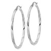 Black Bow Jewelry 2.5mm SterlInchg Silver, Twisted Round HoopEarrings, 45mm (1 3/4 Inch) - 2 of 4