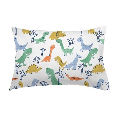 BreathableBaby Cotton Percale Pillowcase, For 13" x 18"/33 x 46 cm Toddler Pillow,Dinos (2-Pack)