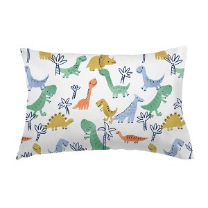 BreathableBaby Cotton Percale Pillowcase, For 13" x 18"/33 x 46 cm Toddler Pillow,Dinos (2-Pack) - 1 of 4