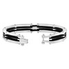 Pompeii3 Men's Steel And Black Silicone Latched 8" 13.5mm " Cuffed Bracelet - 2 of 3