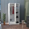 TIRAMISUBEST 71" Armoire with 4 Shelves & Drawer - White Particle Board Wardrobe - 3 of 4