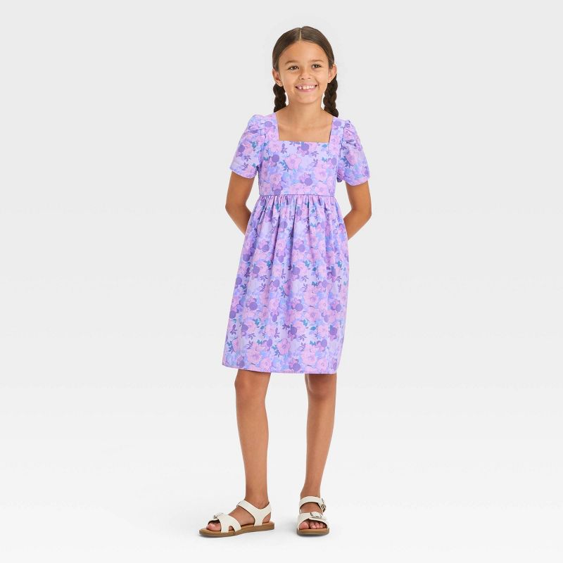 Girls&#39; Minnie Mouse Cotton Puff Sleeve Dress - Lavender, 1 of 4