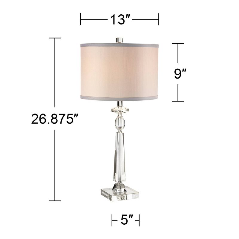 Vienna Full Spectrum Aline 26 1/2" Tall Traditional Table Lamp Clear Crystal Single Gray Shade Living Room Bedroom Bedside Nightstand House Office, 4 of 10