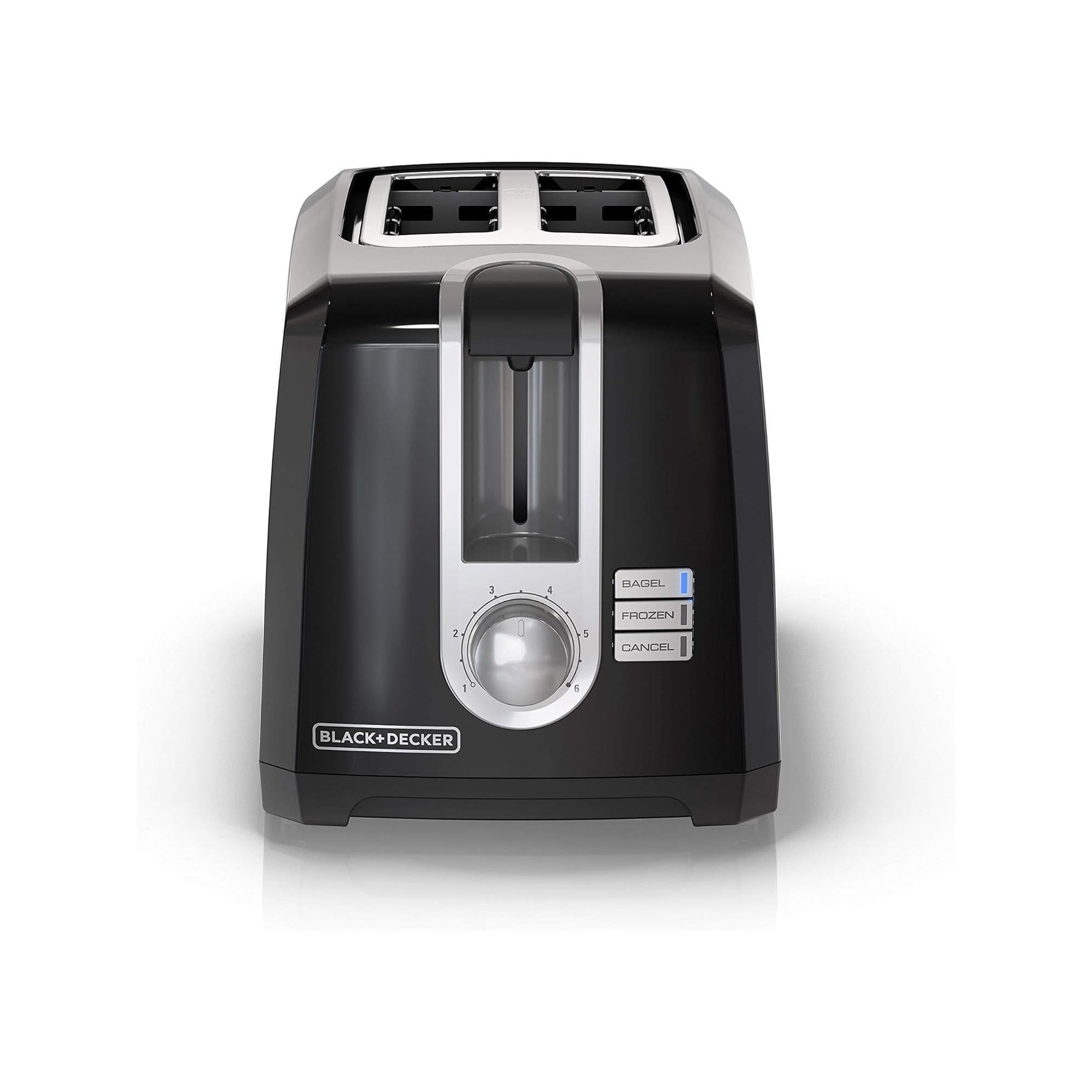 BLACK+DECKER 2-Slice Toaster, T2569B, Extra Wide Slots, 6 Shade Settings, 850 Watts, Crub Tray, Cancel Button