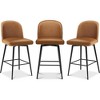 JUJABU 360°Swivel Upholstered Barstools Set of 3 with Backs and Metal Legs, 26" Seat Height Faux Leather Kitchen Counter Stool Chairs - 2 of 4