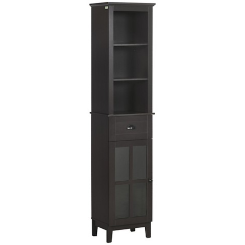 Slim Bathroom Storage Corner Floor Cabinet with Doors and Shelves