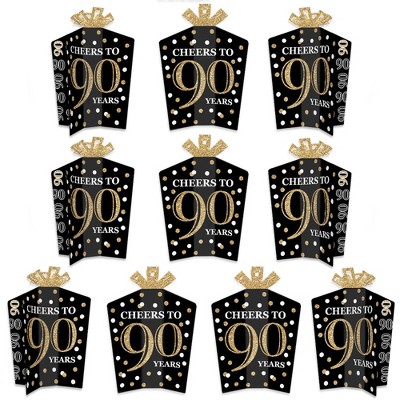 Big Dot of Happiness Adult 90th Birthday - Gold - Table Decorations - Birthday Party Fold and Flare Centerpieces - 10 Count