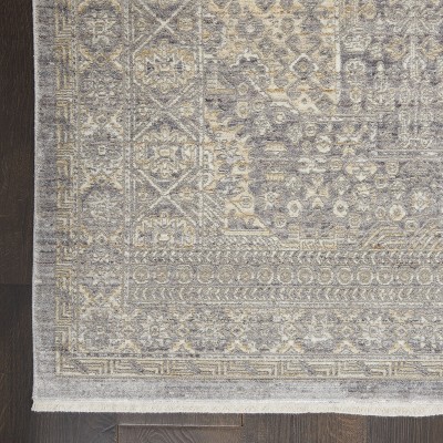 Grey and Beige Hand-Knotted Medallion Runner Rug