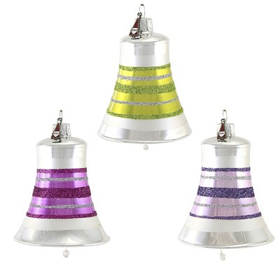 Santa Land 3.0" Yuletide Confetti Bells Set / 3 Ornament Christmas Set Boxed  -  Ornament Sets