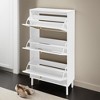 Freestanding Shoe Storage Cabinet with Rattan 3 Door Shoe Rack - Leovsnove - 3 of 4