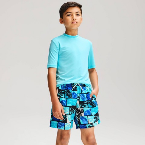 Cat & Jack Boys' Palm Leaves Checker Swim Trunks - Cat & Jack™ M