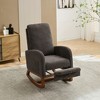Gulches Charcoal Boucle Retractable Footrest Side Pocket Rubber Wood Leg High Back Nursery Rocking Chair Set of 1 - 2 of 4