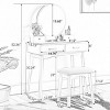 Vanity Desk Contemporary with Round Mirror and 2 Drawers for Bedroom 32.68in Wide-3irtyhousy - 4 of 4